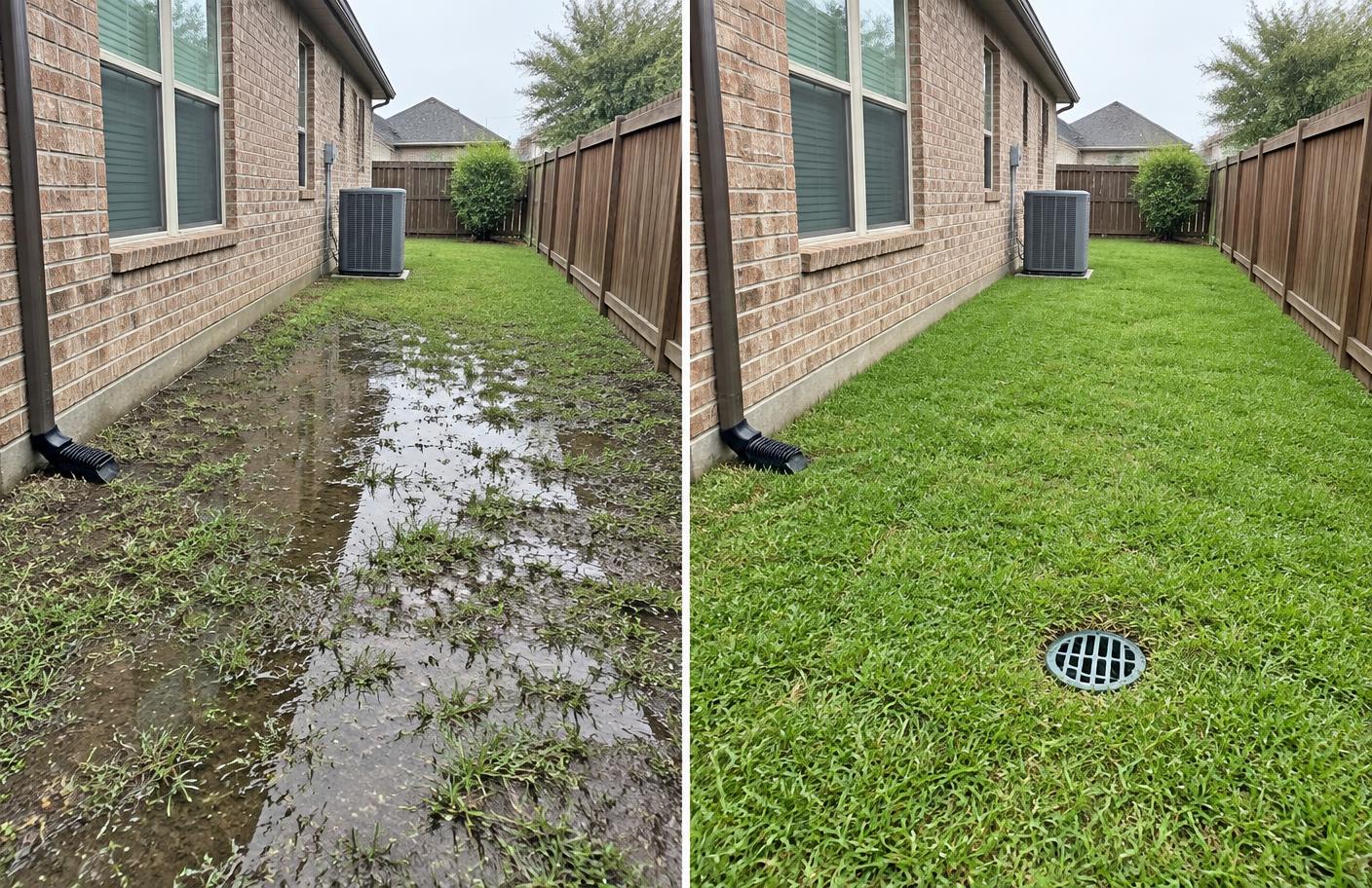 Representative side-yard drainage transformation